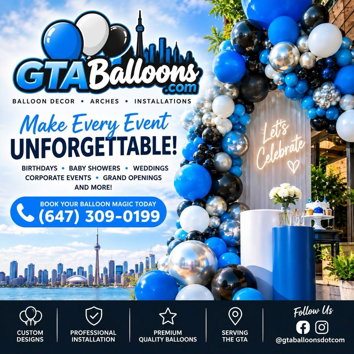 Blue, white and silver balloon décor: Make Every Event Unforgettable